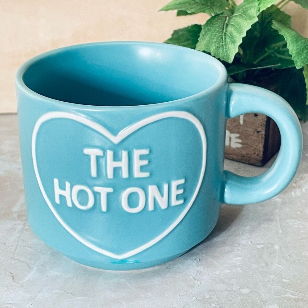 NWT The hot one Cute Teal Blue with white letters Mug Great Gift